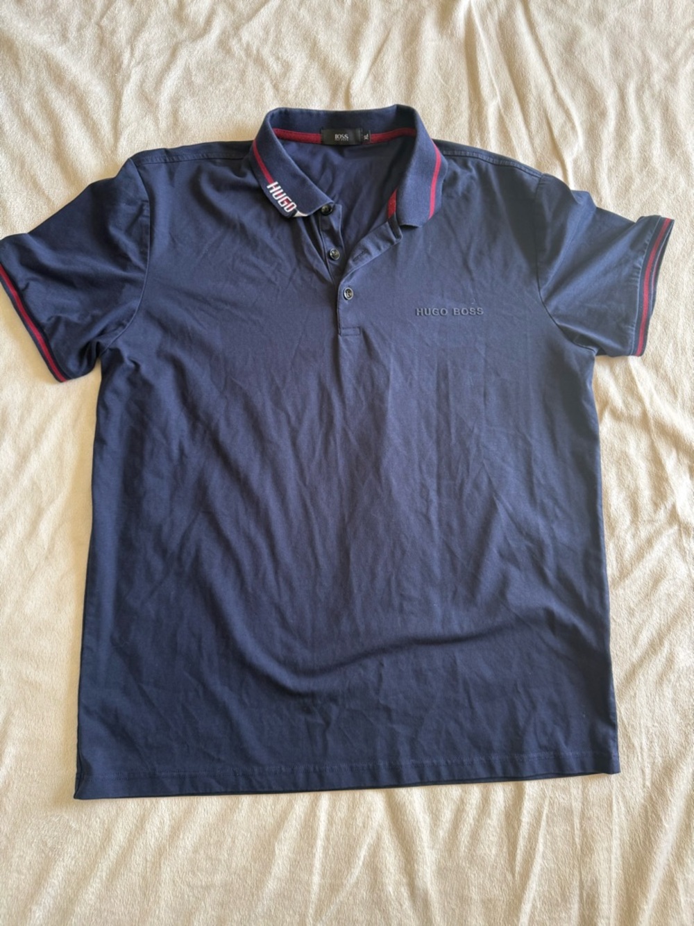 Hugo Boss Navy Polo with Red Accent Trim